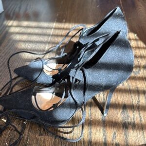 Elegant Black Lace-Up Stiletto Heels